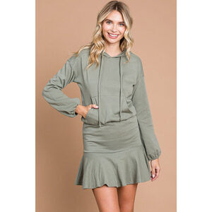 Culture Code Drawstring Dropped Shoulder Hooded Mini Dress
